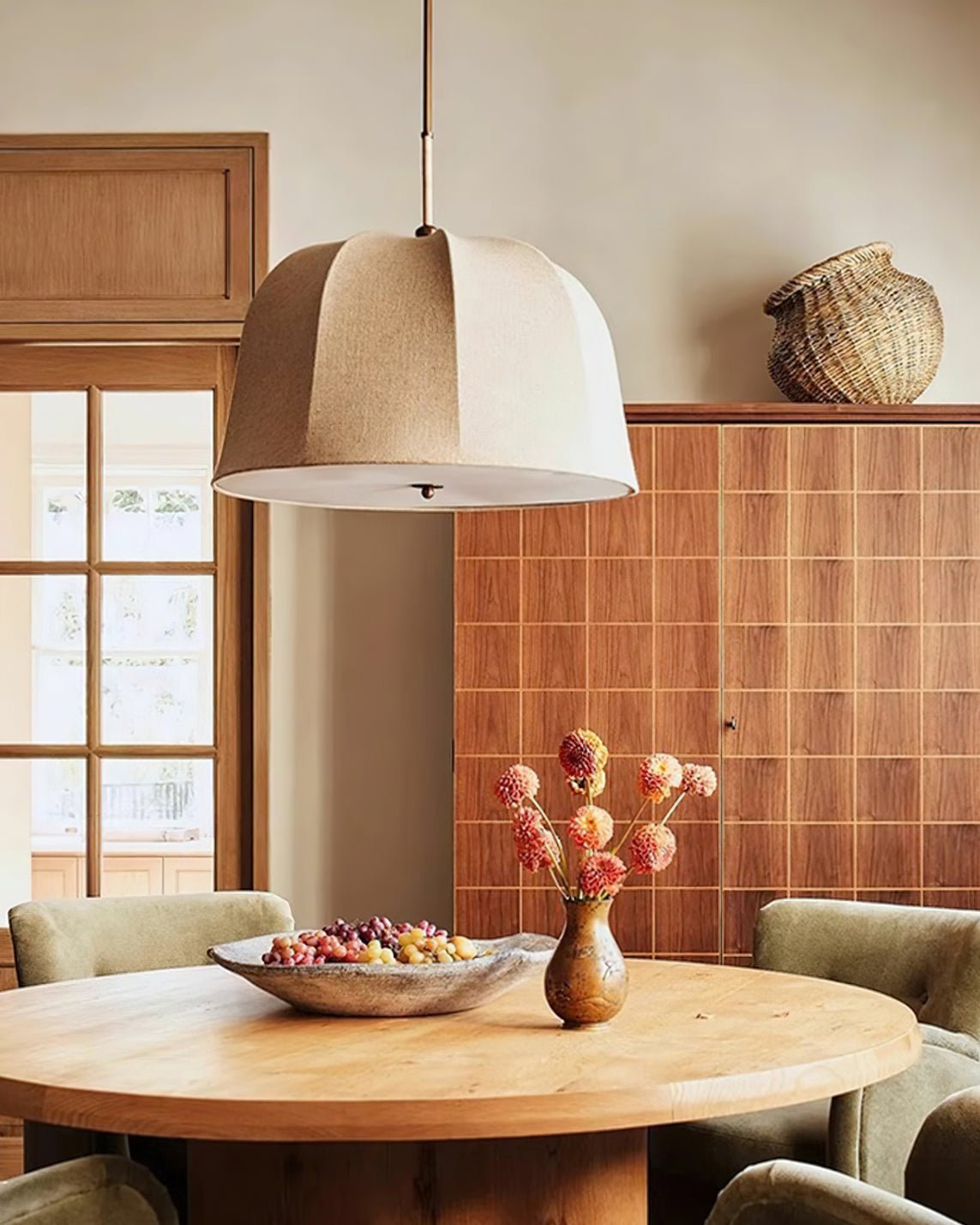 Sienna Pendant Lamp | Handcrafted Iron & Linen | Gold Finish