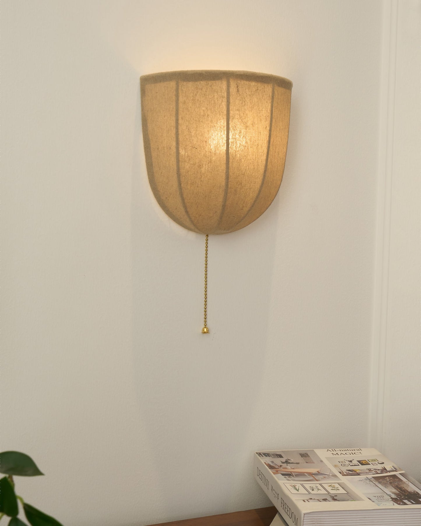 Sienna Linen Wall Sconce | Gold Iron Frame | Rustic Indoor Lighting