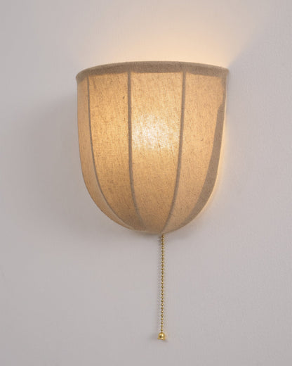Sienna Linen Wall Sconce | Gold Iron Frame | Rustic Indoor Lighting