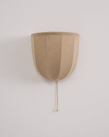 Sienna Linen Wall Sconce | Gold Iron Frame | Rustic Indoor Lighting