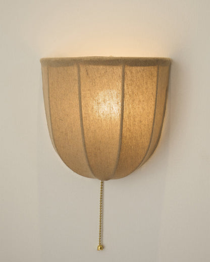 Sienna Linen Wall Sconce | Gold Iron Frame | Rustic Indoor Lighting
