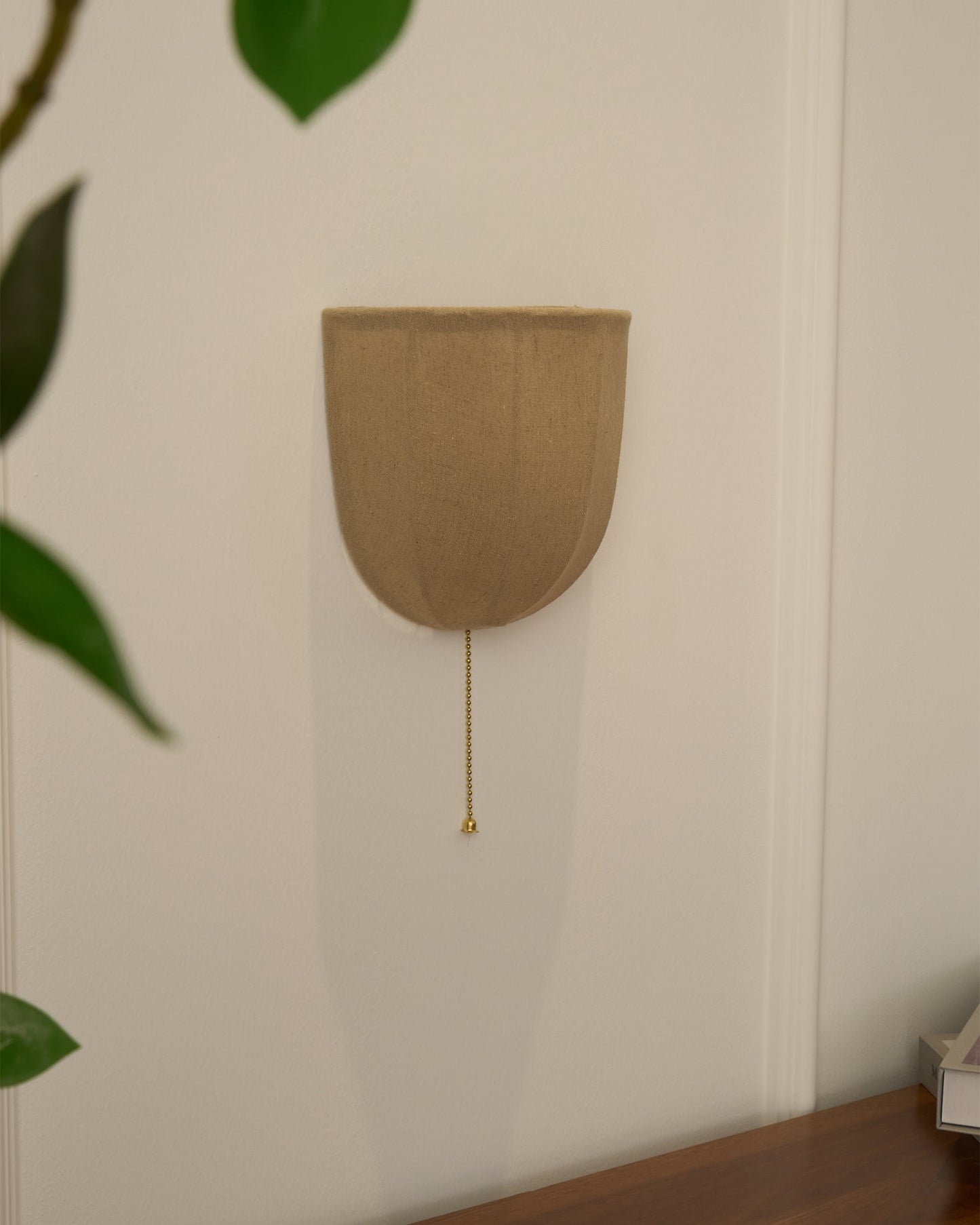Sienna Linen Wall Sconce | Gold Iron Frame | Rustic Indoor Lighting