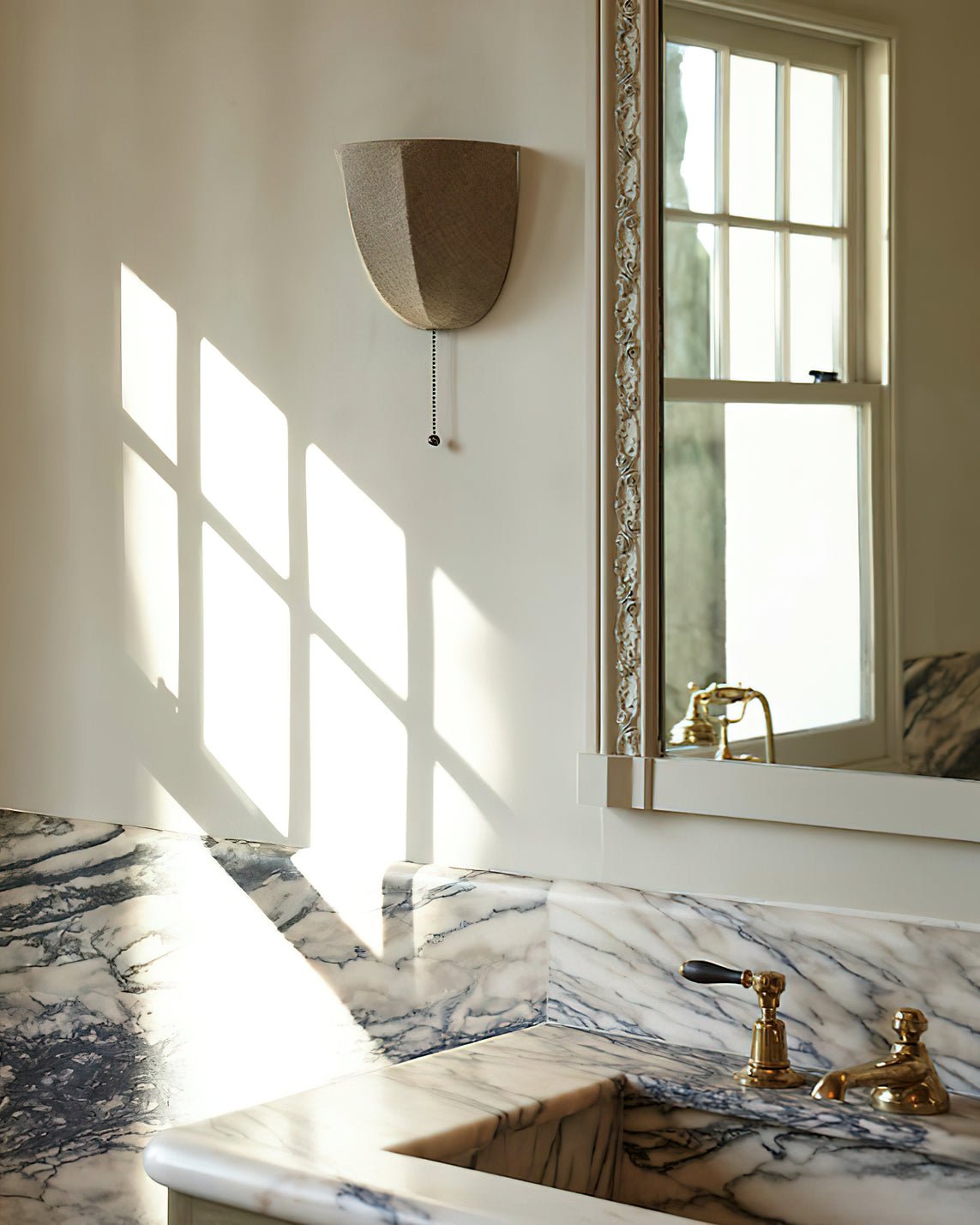 Sienna Linen Wall Sconce | Gold Iron Frame | Rustic Indoor Lighting
