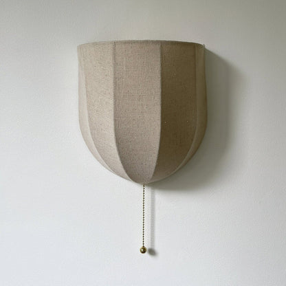 Sienna Linen Wall Sconce | Gold Iron Frame | Rustic Indoor Lighting