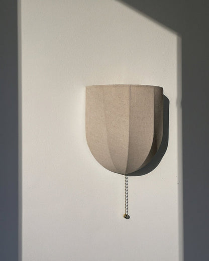 Sienna Linen Wall Sconce | Gold Iron Frame | Rustic Indoor Lighting