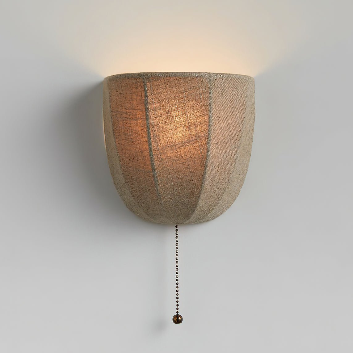 Sienna Linen Wall Sconce | Gold Iron Frame | Rustic Indoor Lighting