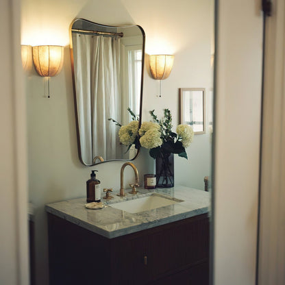 Sienna Linen Wall Sconce | Gold Iron Frame | Rustic Indoor Lighting