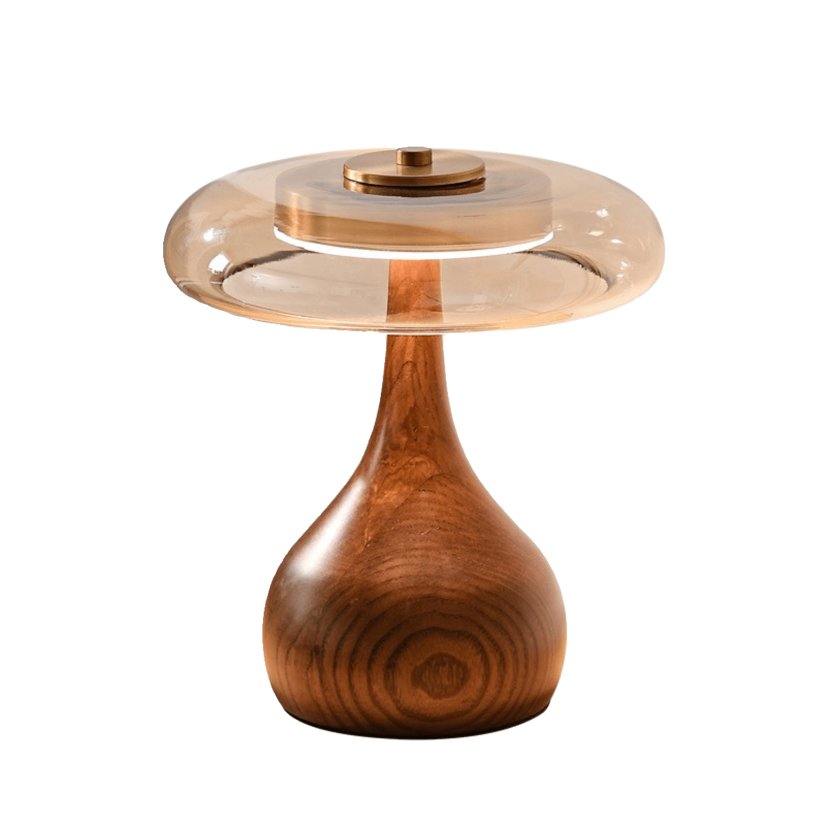 Sienna Table Lamp | Wooden Base & Amber Glass Shade | Three-Color LED