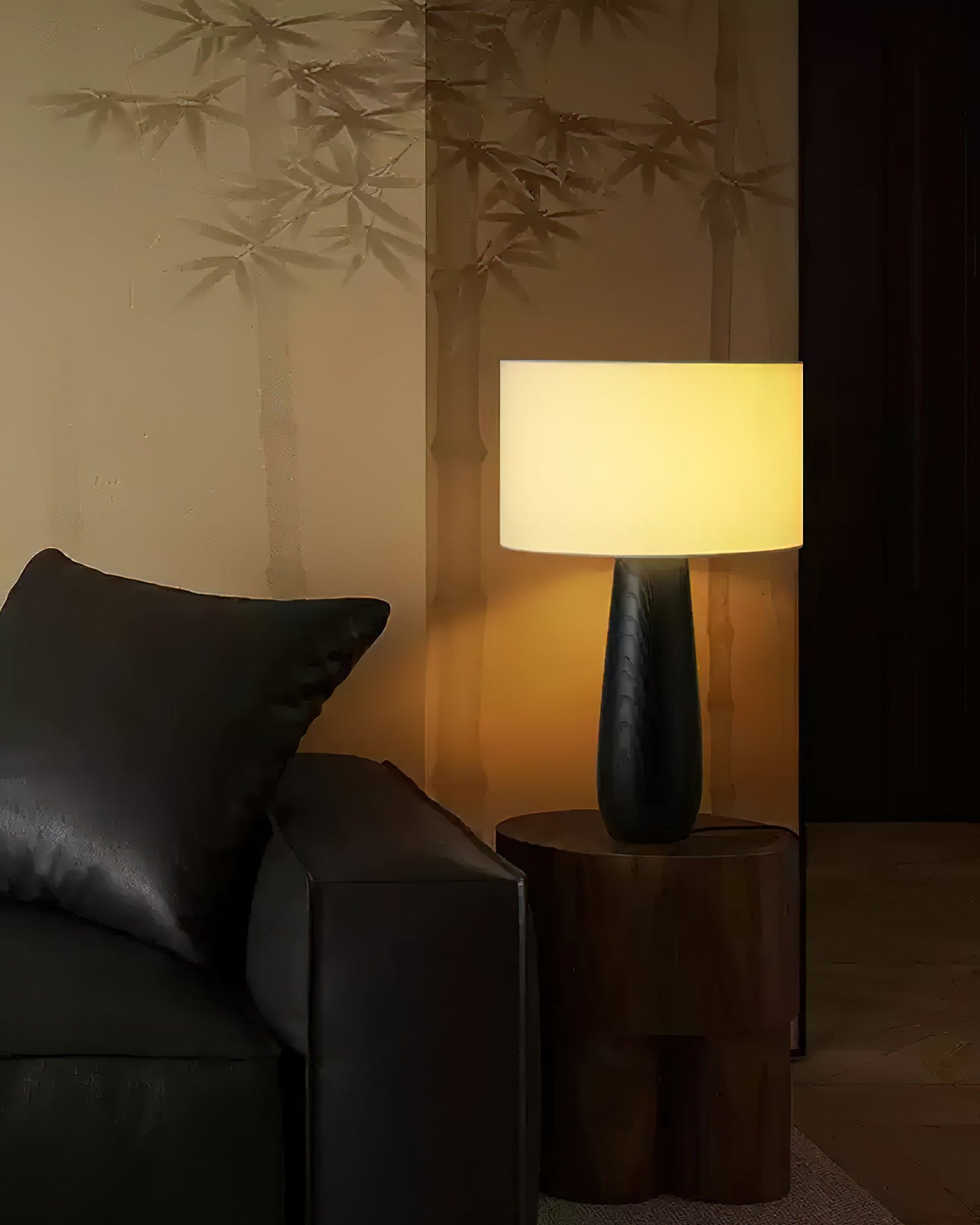Sierra Table Lamp | Natural Wood & Linen | 32cm Diameter