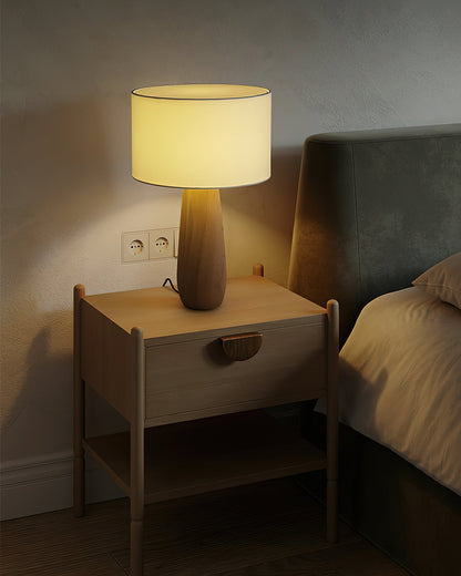 Sierra Table Lamp | Natural Wood & Linen | 32cm Diameter
