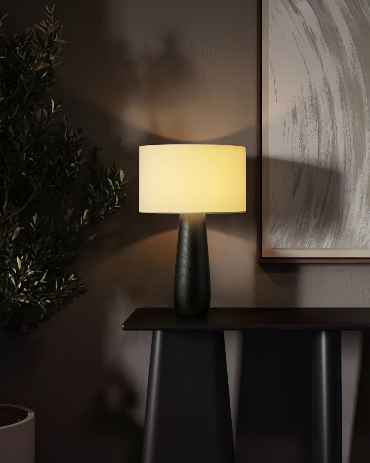 Sierra Table Lamp | Natural Wood & Linen | 32cm Diameter