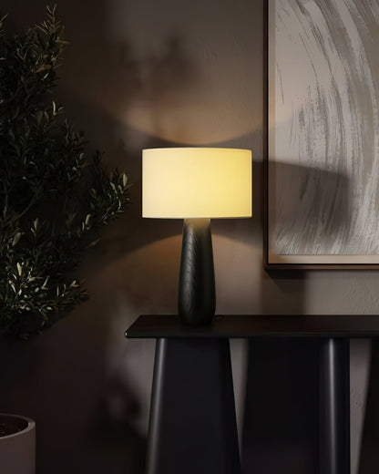 Sierra Table Lamp | Natural Wood & Linen | 32cm Diameter