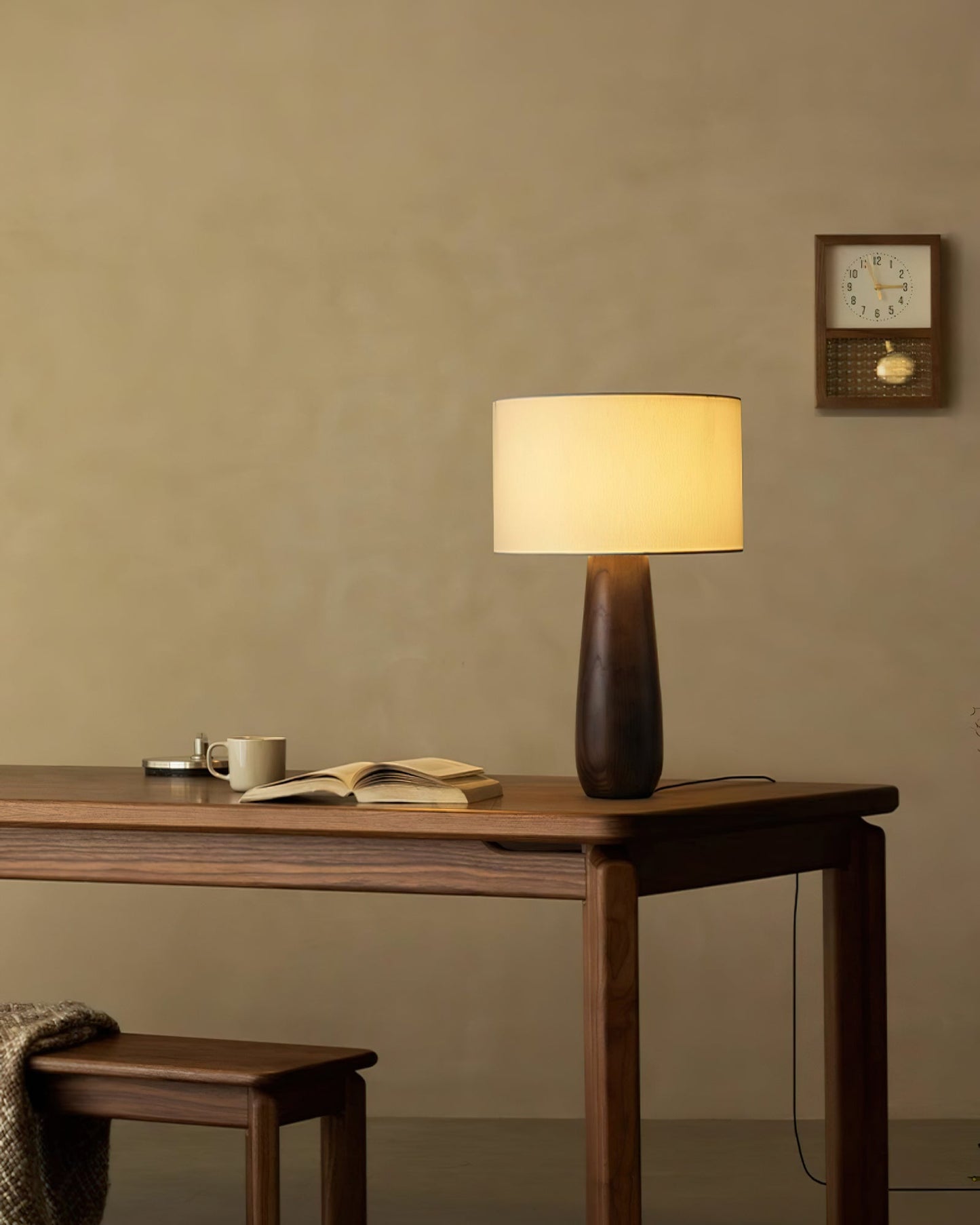Sierra Table Lamp | Natural Wood & Linen | 32cm Diameter