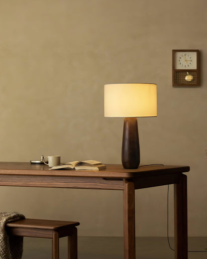 Sierra Table Lamp | Natural Wood & Linen | 32cm Diameter