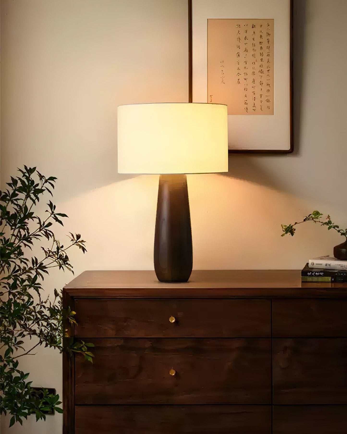 Sierra Table Lamp | Natural Wood & Linen | 32cm Diameter