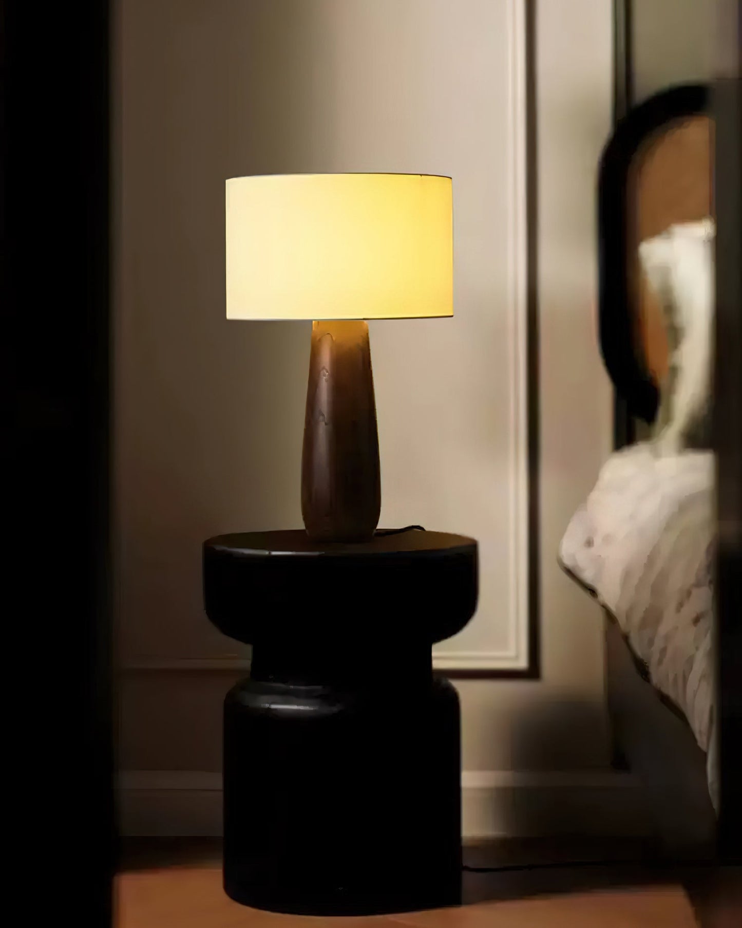 Sierra Table Lamp | Natural Wood & Linen | 32cm Diameter