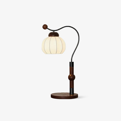Silk Globe Table Lamp | Walnut Wood & Metal | 20cm Diameter