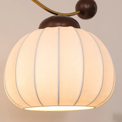 Silk Globe Table Lamp | Walnut Wood & Metal | 20cm Diameter