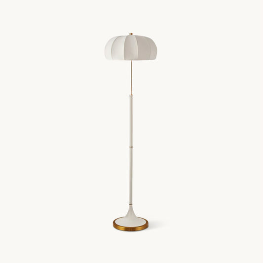 Simone Floor Lamp | Metal & Fabric | Gold and White