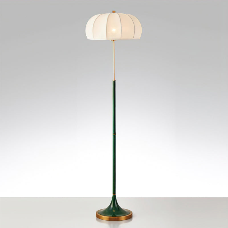 Simone Floor Lamp | Metal & Fabric | Gold and White