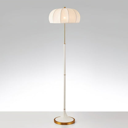Simone Floor Lamp | Metal & Fabric | Gold and White