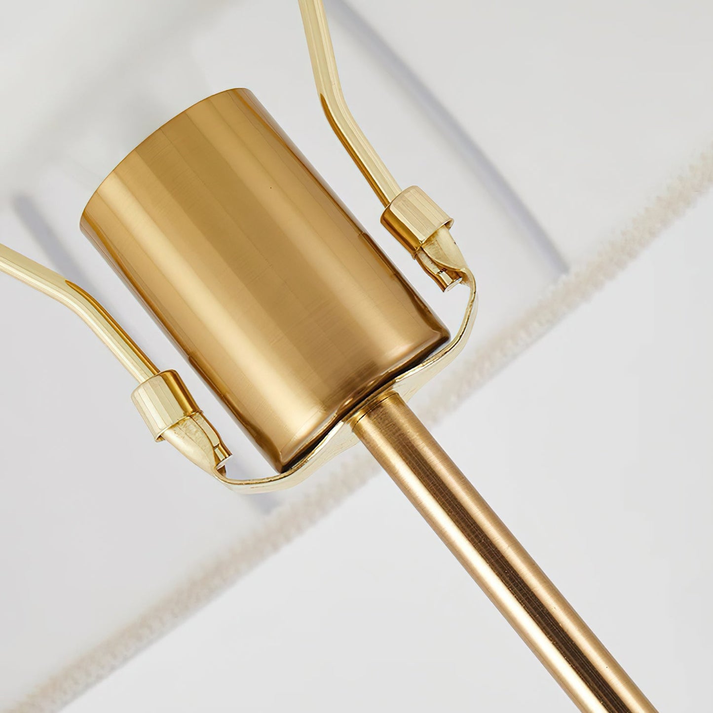 Simone Floor Lamp | Metal & Fabric | Gold and White