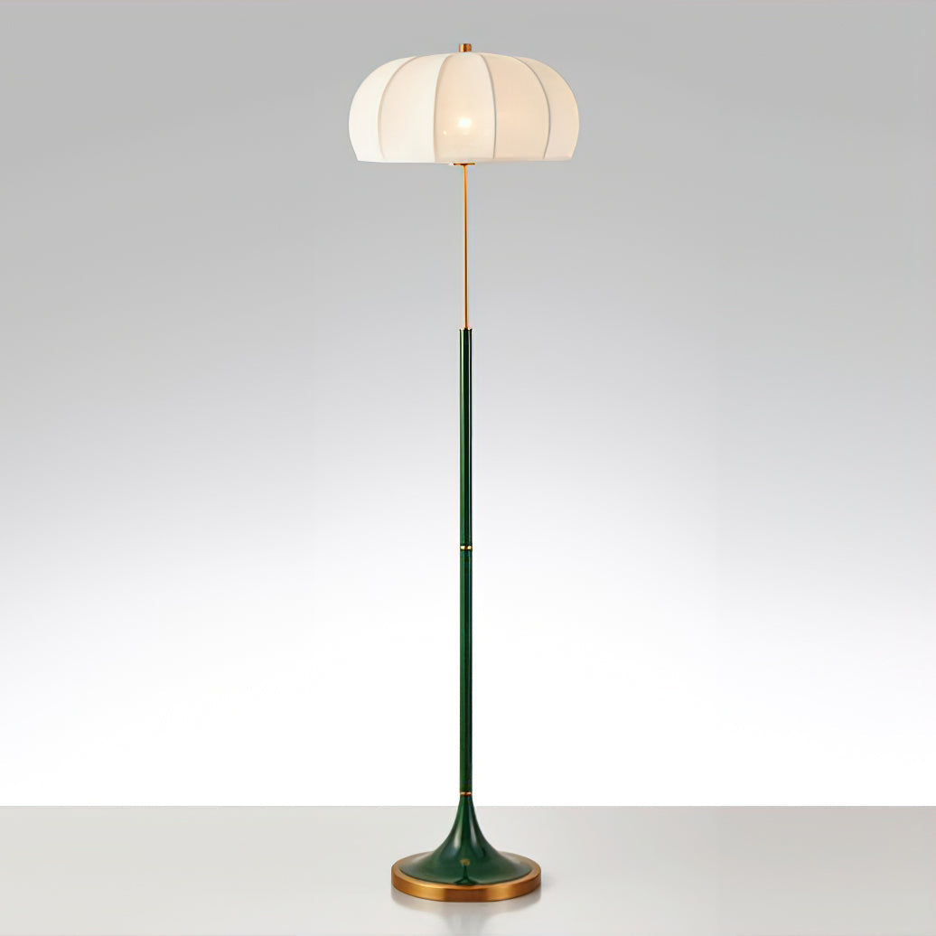 Simone Floor Lamp | Metal & Fabric | Gold and White