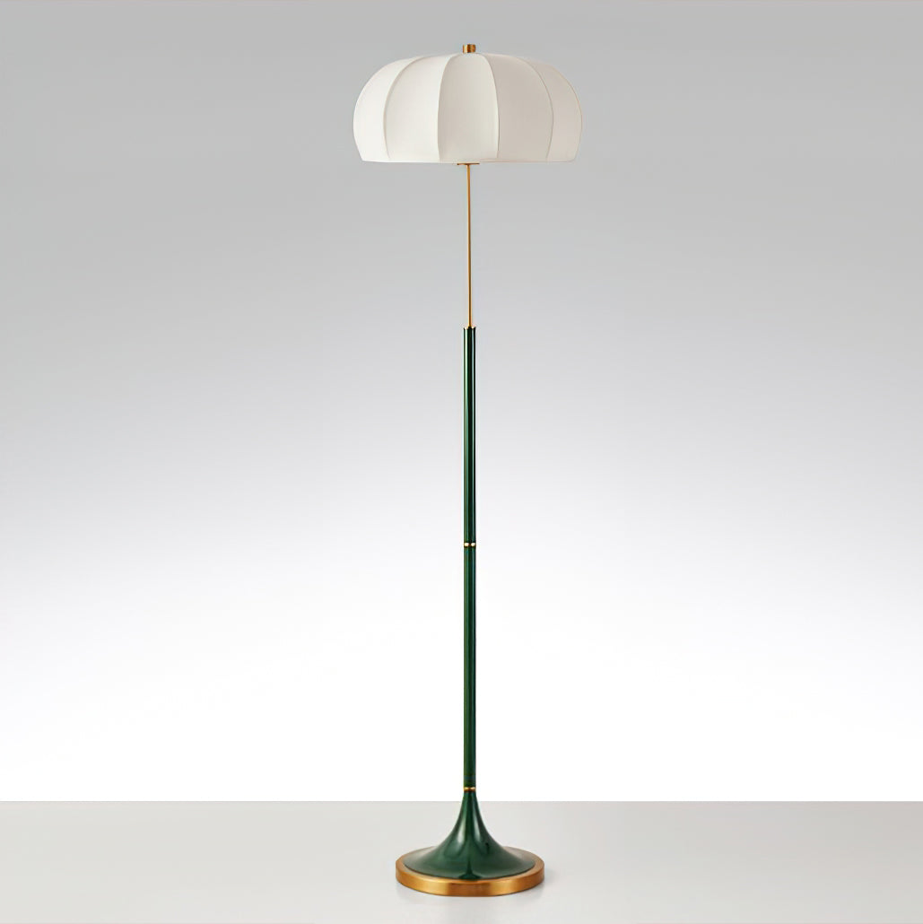 Simone Floor Lamp | Metal & Fabric | Gold and White