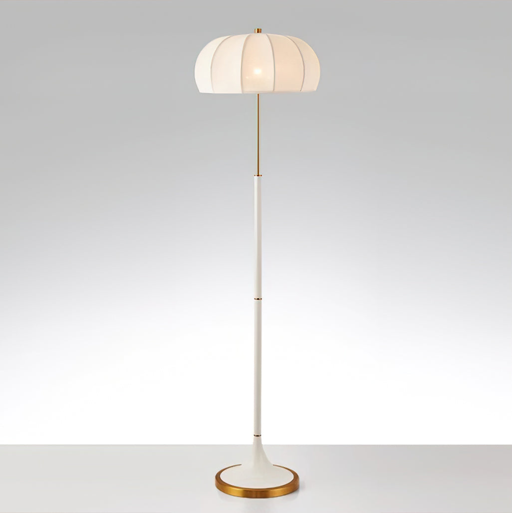 Simone Floor Lamp | Metal & Fabric | Gold and White