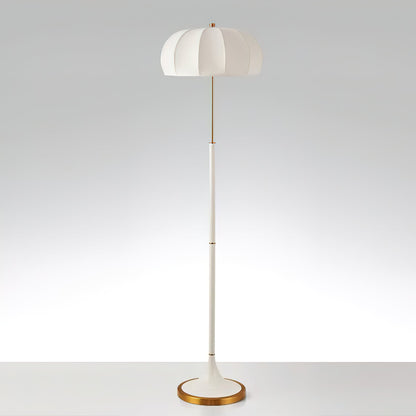 Simone Floor Lamp | Metal & Fabric | Gold and White