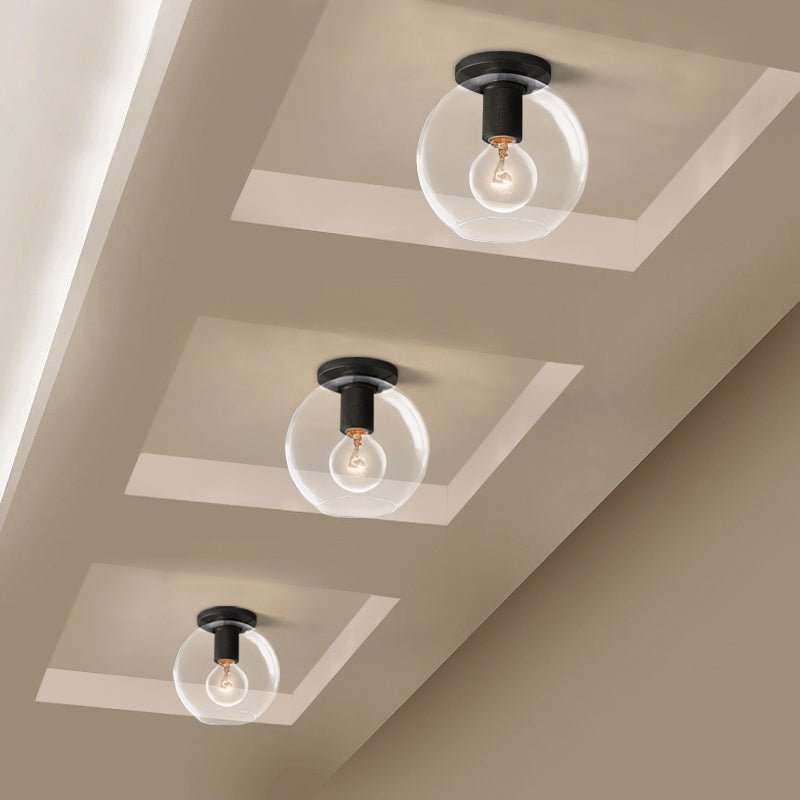 Flush Mount Ceiling Light | Brass & Clear Glass | Minimalist Design