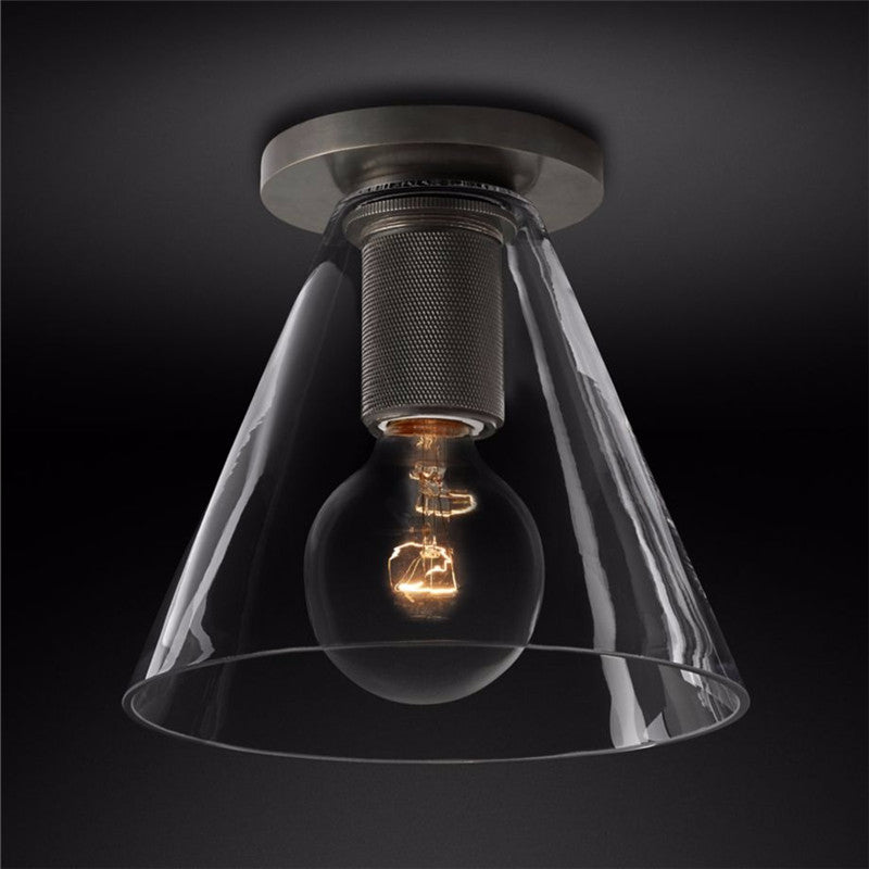 Flush Mount Ceiling Light | Brass & Clear Glass | Minimalist Design