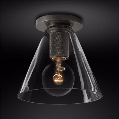 Flush Mount Ceiling Light | Brass & Clear Glass | Minimalist Design