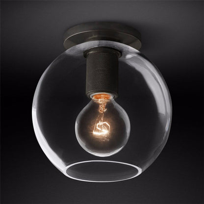 Flush Mount Ceiling Light | Brass & Clear Glass | Minimalist Design
