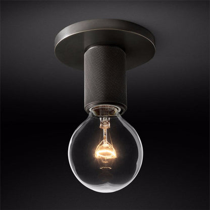 Flush Mount Ceiling Light | Brass & Clear Glass | Minimalist Design