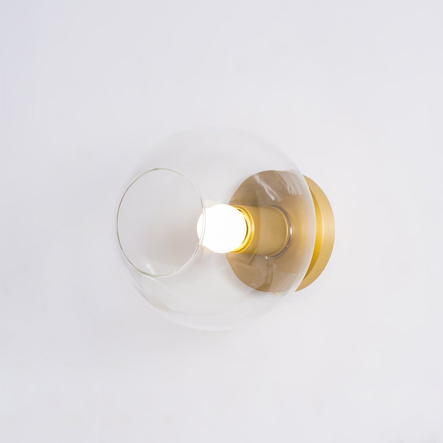 Flush Mount Ceiling Light | Brass & Clear Glass | Minimalist Design