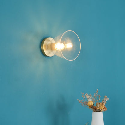 Flush Mount Ceiling Light | Brass & Clear Glass | Minimalist Design