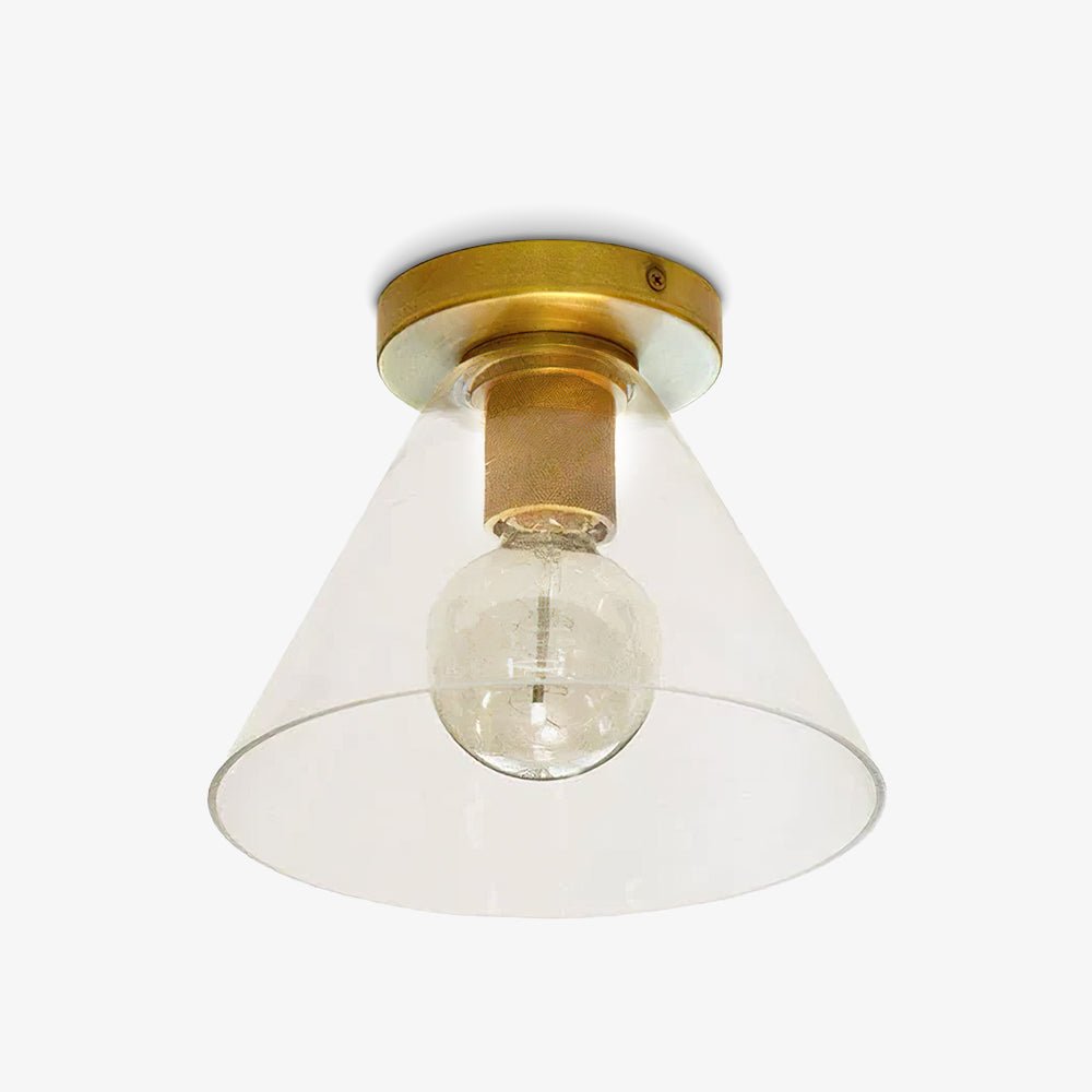 Flush Mount Ceiling Light | Brass & Clear Glass | Minimalist Design