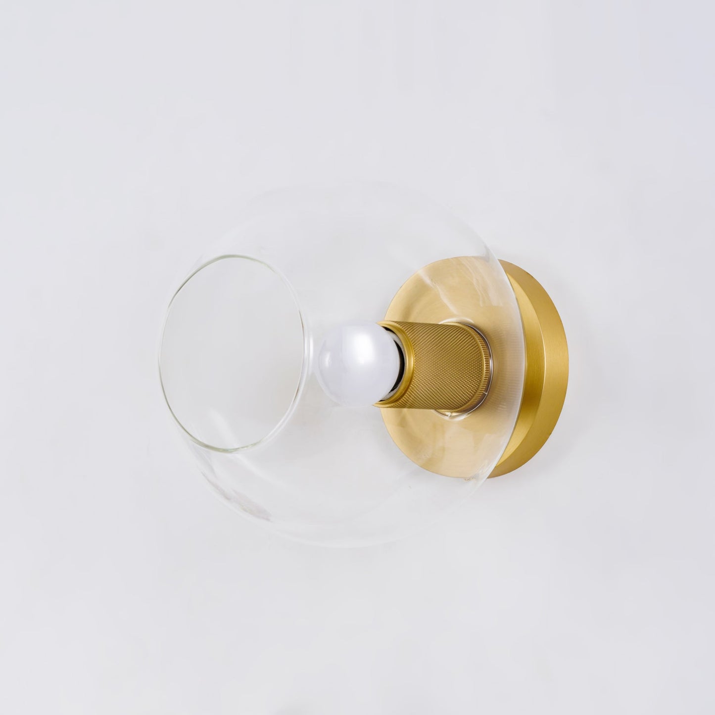 Flush Mount Ceiling Light | Brass & Clear Glass | Minimalist Design