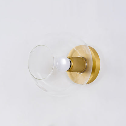 Flush Mount Ceiling Light | Brass & Clear Glass | Minimalist Design