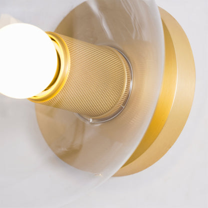 Flush Mount Ceiling Light | Brass & Clear Glass | Minimalist Design