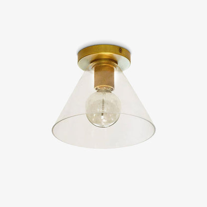 Flush Mount Ceiling Light | Brass & Clear Glass | Minimalist Design