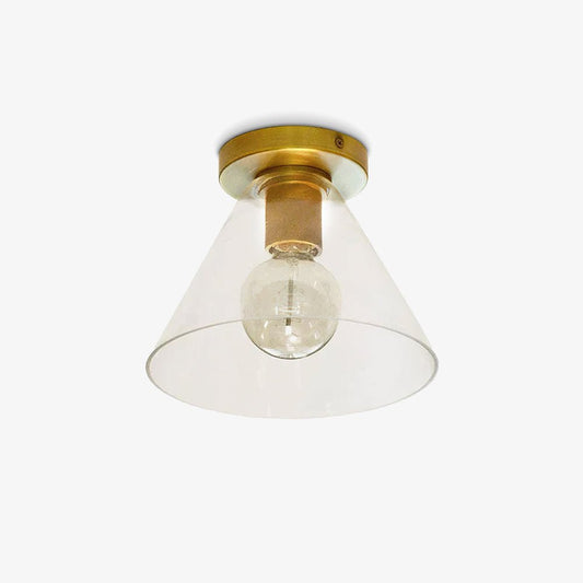 Flush Mount Ceiling Light | Brass & Clear Glass | Minimalist Design