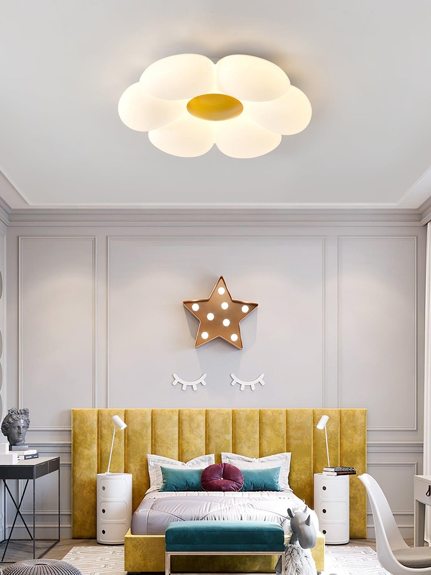 Flower Ceiling Lamp | Metal & Acrylic | 50cm Diameter | Dimmable Options Available
