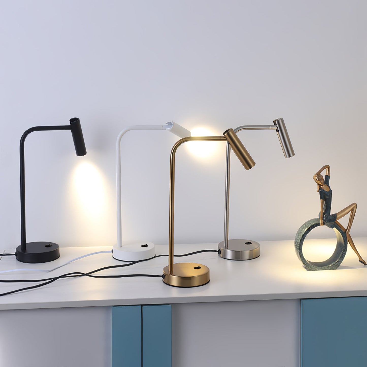 Skinny Table Lamp | Metal & Aluminum | Black, White, Sand Nickel, Gold
