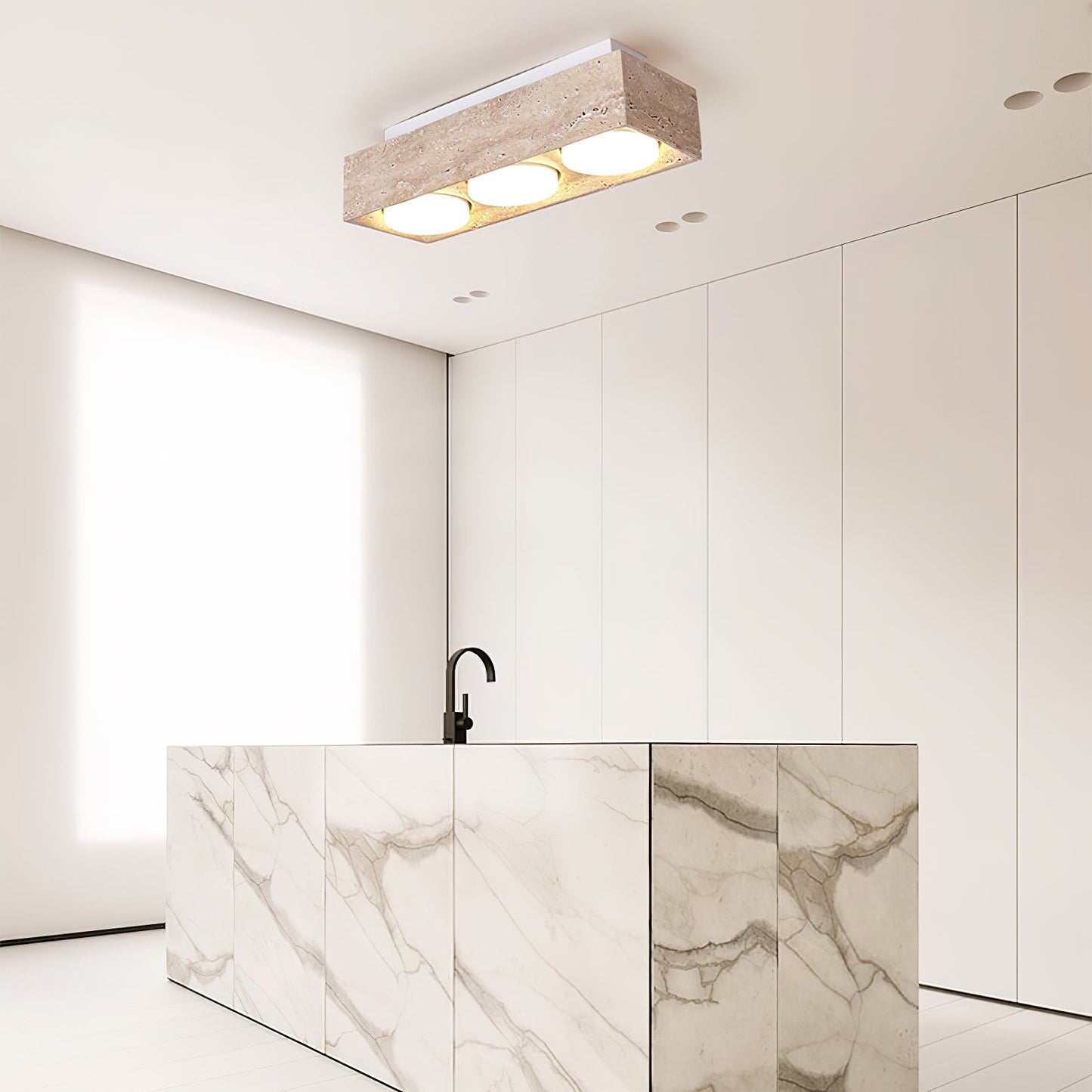 Sky Hole Ceiling Lamp | Yellow Travertine | 10cm Diameter