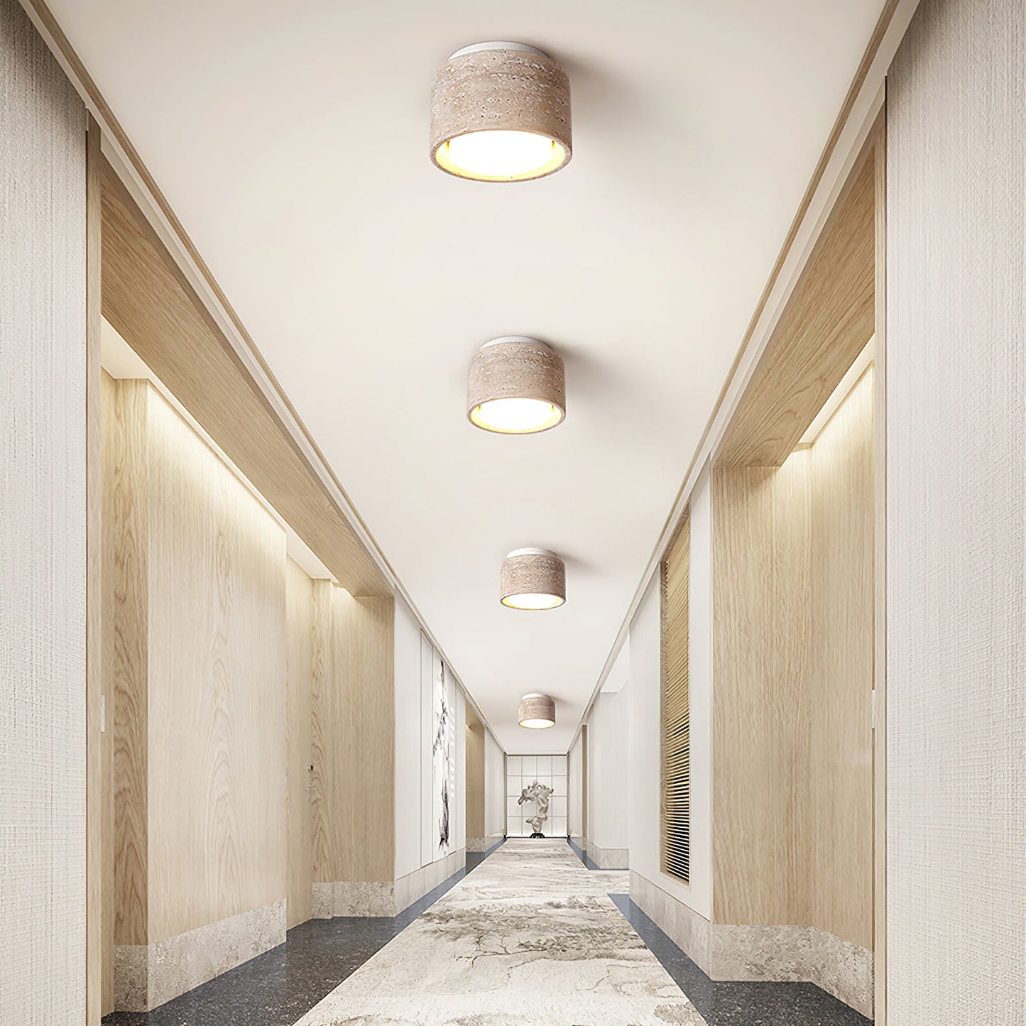 Sky Hole Ceiling Lamp | Yellow Travertine | 10cm Diameter