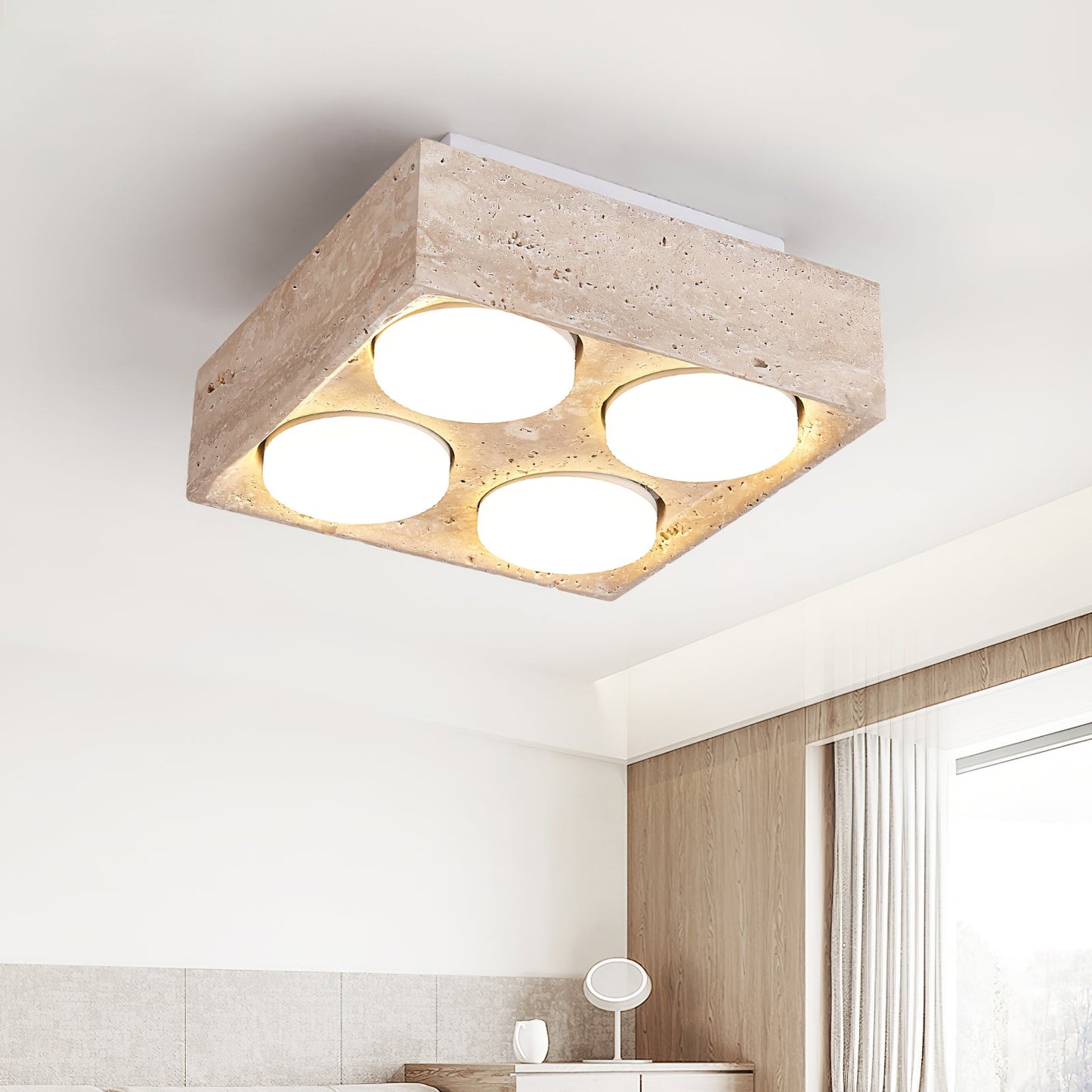 Sky Hole Ceiling Lamp | Yellow Travertine | 10cm Diameter