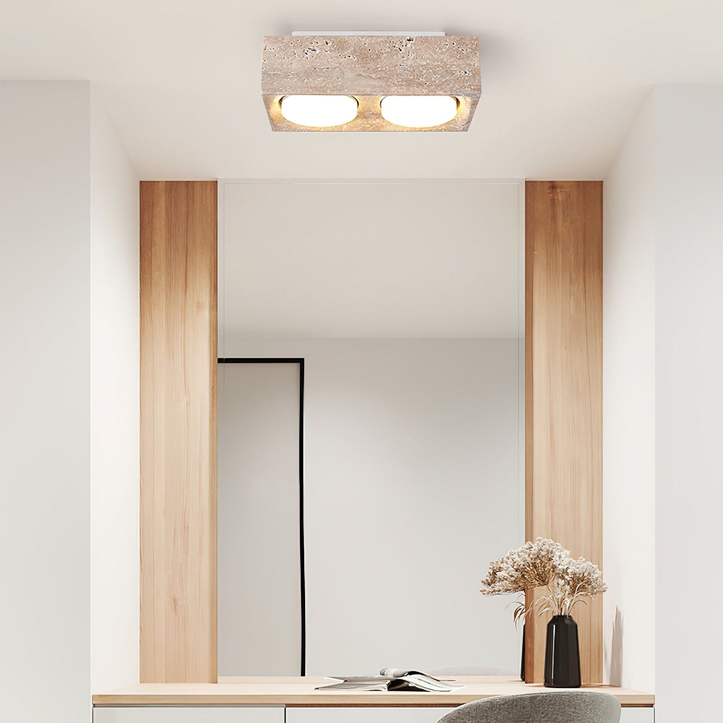 Sky Hole Ceiling Lamp | Yellow Travertine | 10cm Diameter