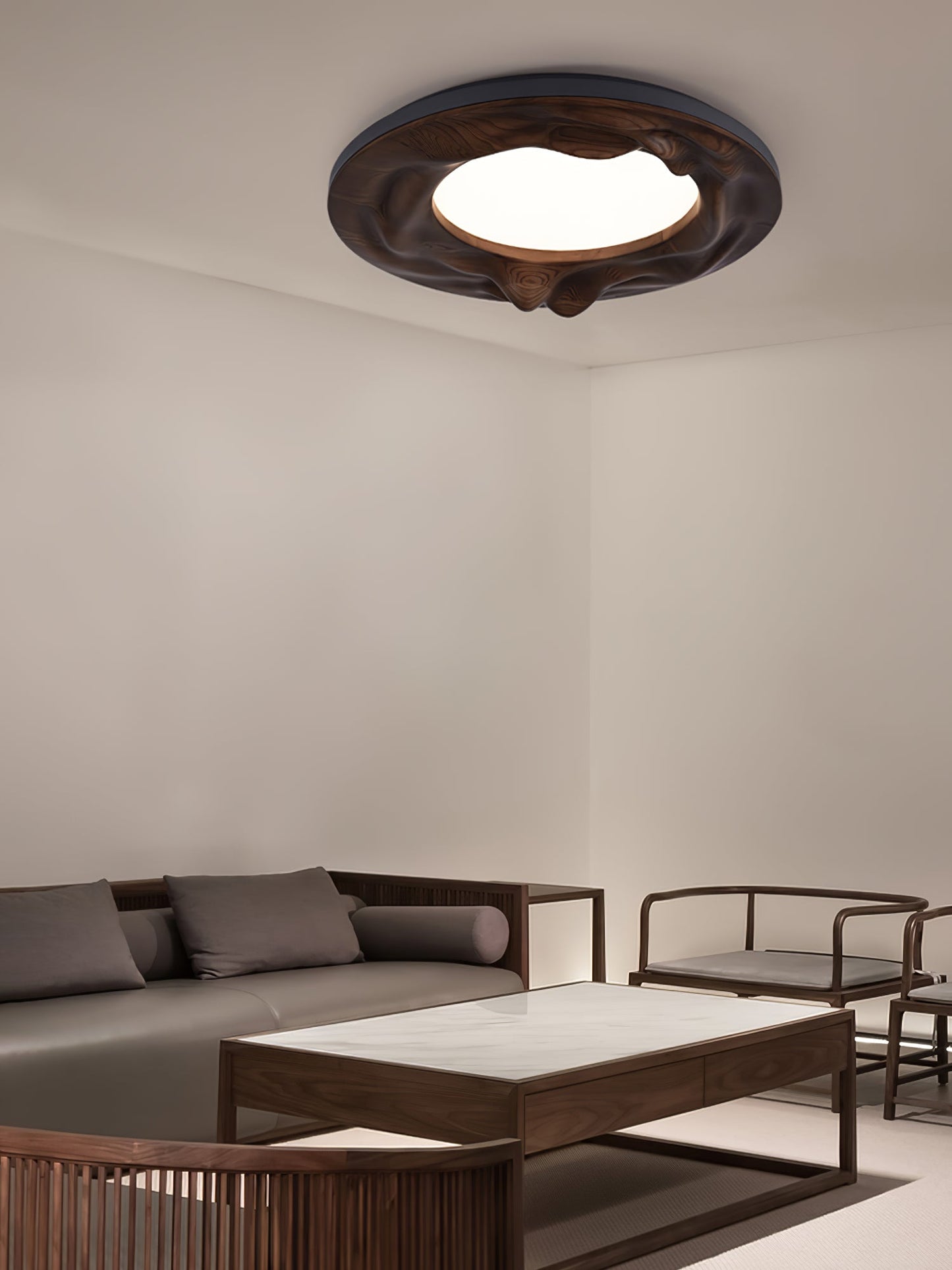 Sky Lake Ceiling Lamp | Wooden Frame | 60cm Diameter